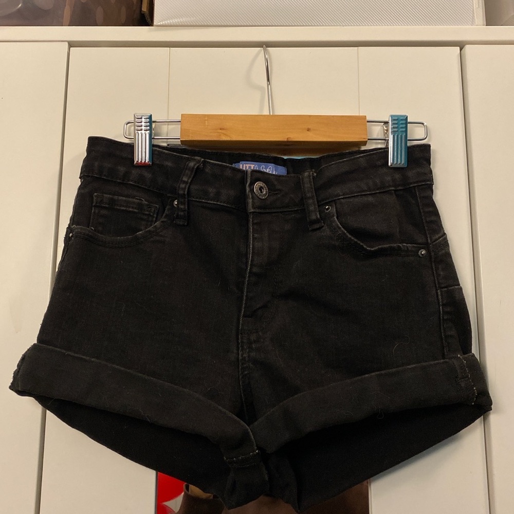 black jean shorts